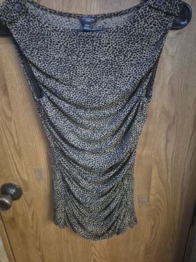 Ann Taylor Leopard-Print Pencil Dress in Black and Beige.  Box 48